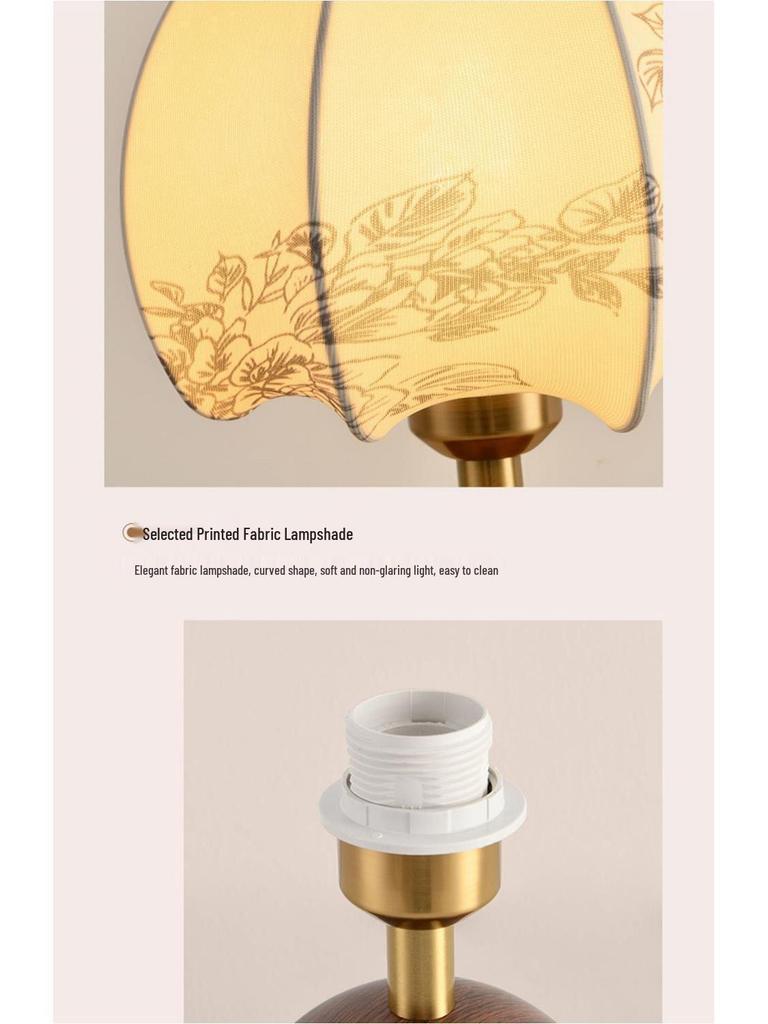 Retro Chinesische Nachttischlampe für Wohnzimmer, Schlafzimmer & Arbeitszimmer