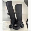 Moda Design Donna Autunno Nuovo Allacciatura Pieghe Stivali Lunghi Tacco Grosso Taglia Grande 35-42 Al Ginocchio Stivali Donna