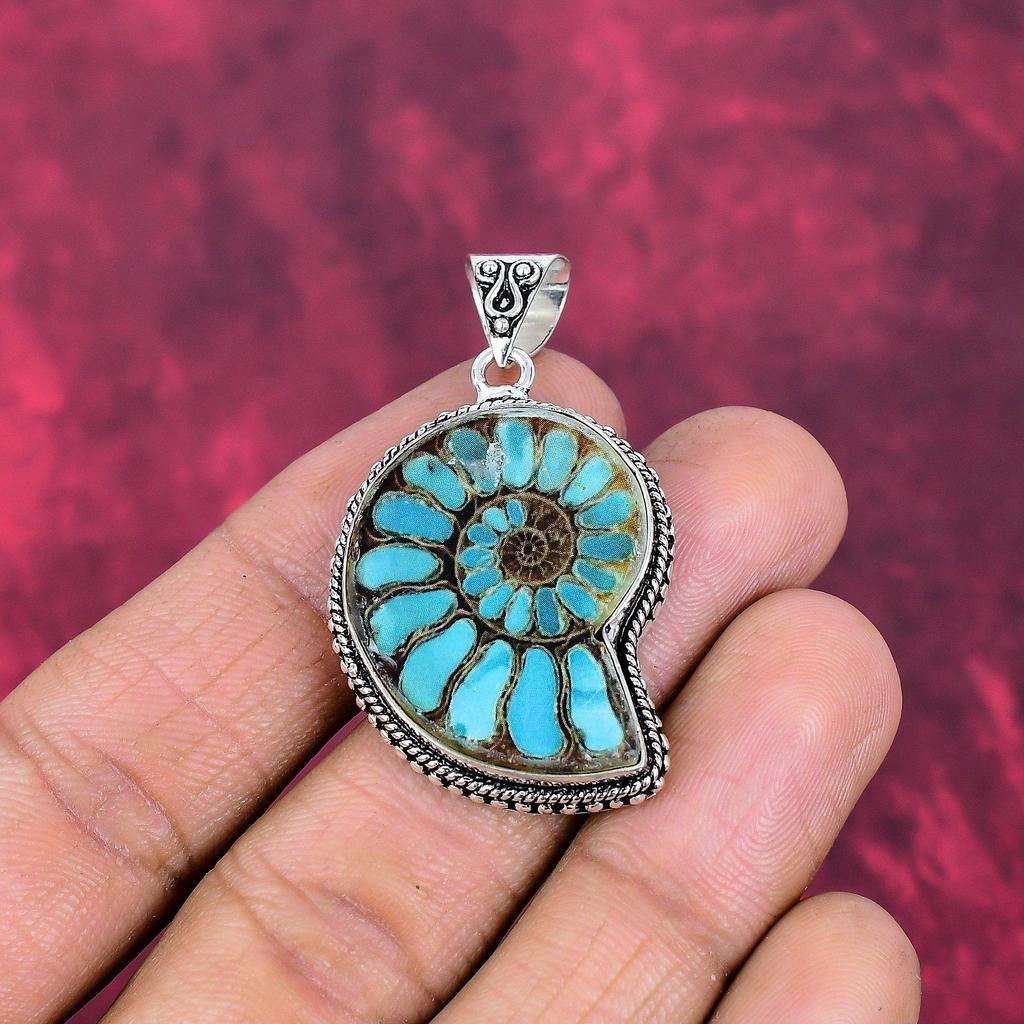 Ammonite Fossil Jewelry, 925 Solid Sterling Silver Pendant Handmade Gemstone Jewelry, Gifts For Wife Brand New Pendant