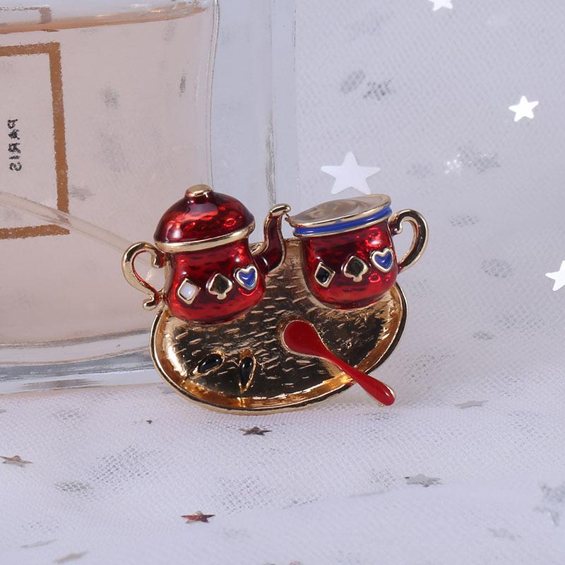 Cute Cartoon Alloy Oil Dripping Teacup Brooch, Simple And Fashionable Versatile Clothing With Accessories Pin