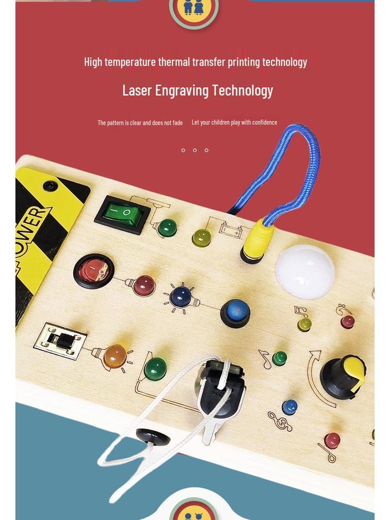 Wooden Busy Board Luminous Toy for Children's Early Education and Fine Motor Skills