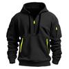 Frühling Herbst Herren Kapuzenpullover Reißverschluss Multi Pocket Besticktes Abzeichen Kapuzenpullover Sport und Freizeit Sweatshirt Kapuzenpullover & Sweatshirts (Herren)