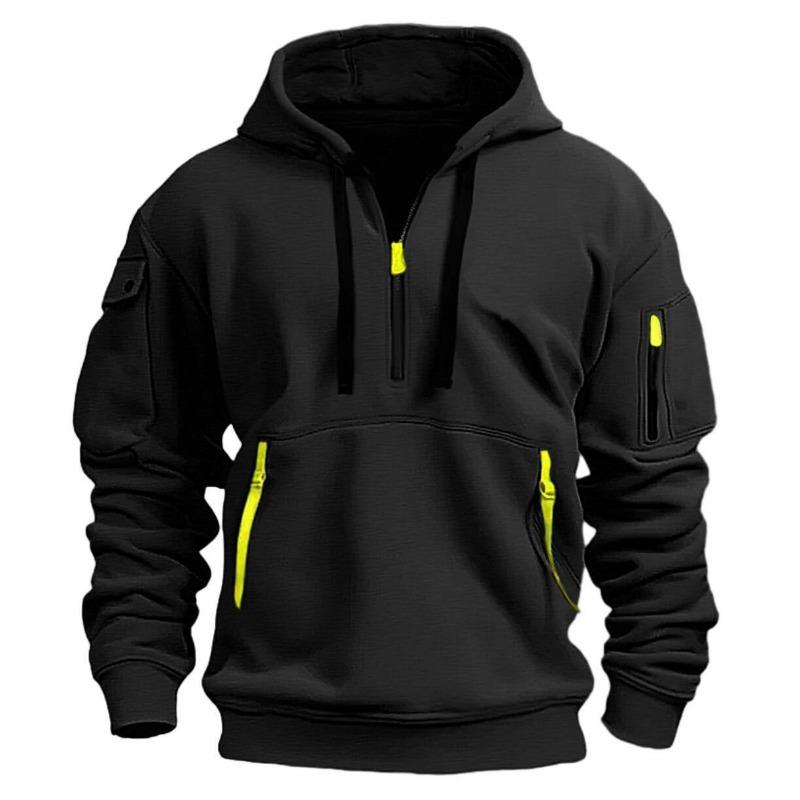 Frühling Herbst Herren Kapuzenpullover Reißverschluss Multi Pocket Besticktes Abzeichen Kapuzenpullover Sport und Freizeit Sweatshirt Kapuzenpullover & Sweatshirts (Herren)