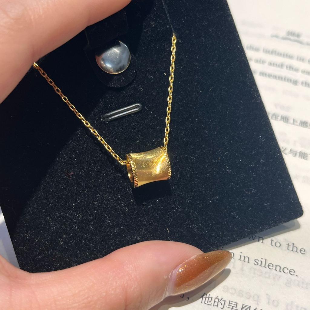 Same Handmade Car Flower Cat'S Eye Small Waist Necklace Women'S Striped Passepartout Pendant Sweater Chain Accessories