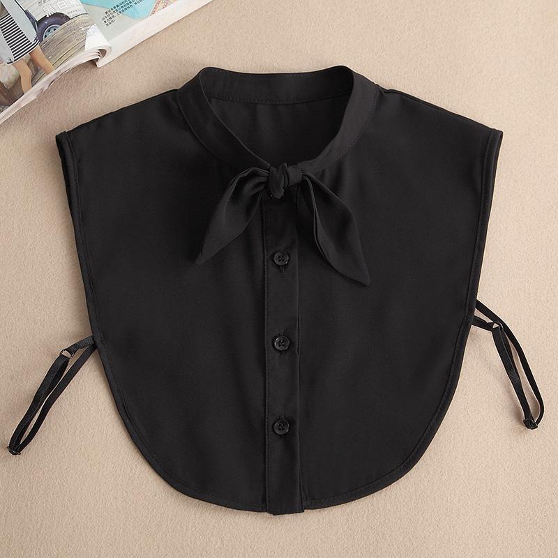 Front Tie White Fake Collar Stand Beads Detachable Collar Fake Women Vintage Crystal Lace Ladies False Blouse Collar Half Shirt