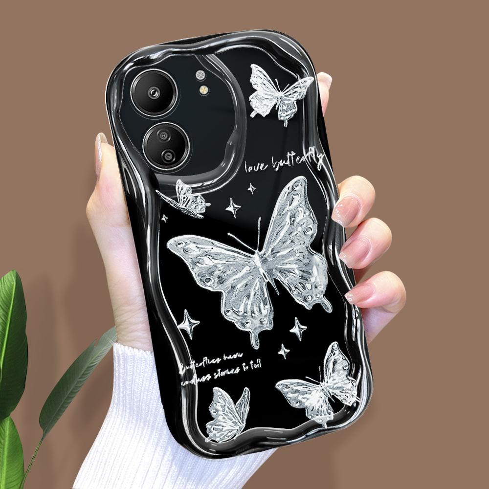 

Милый мультяшный узор, кремовая текстура, мягкий силиконовый чехол с волнистыми краями, чехол для телефона Xiaomi Redmi Redmi Note 12 Pro Speed чёрный