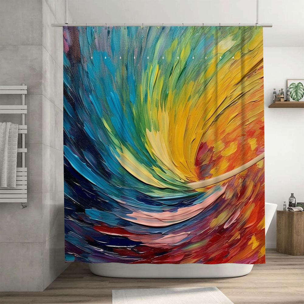 Colorful Watercolor Shower Curtain Modern Bathroom Decor For Home Decoration In Multicolor Design