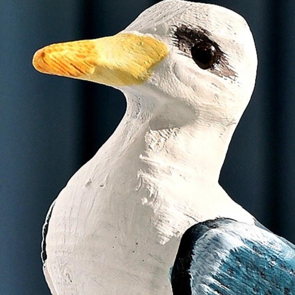 Vintage Wooden Seagull Craft Mediterranean Style Seagull Model Durable Seabird Ornament  Nursery