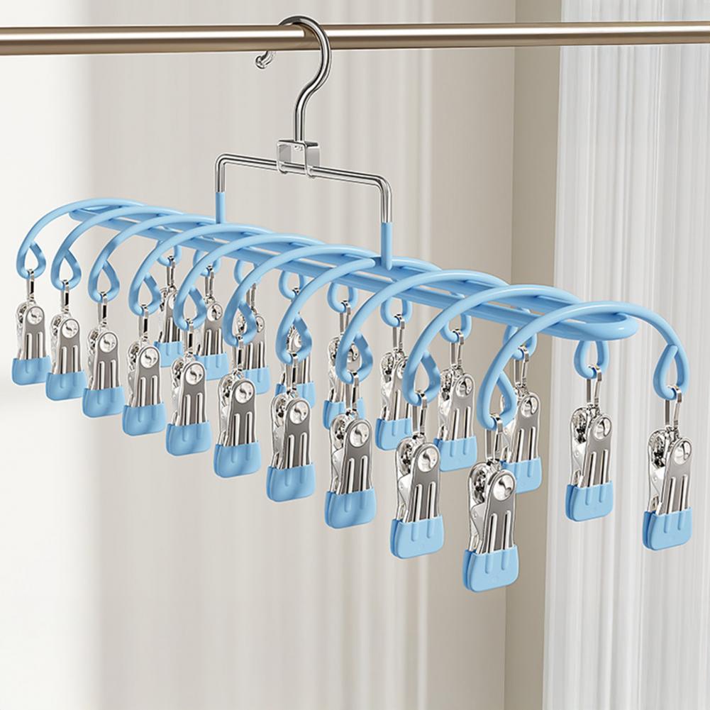 20 Clips Clothes Hanger Windproof Drying Hanger Windproof Stainless Steel Clothes Hanger with 20 Clips Laundry Drying Rack for S