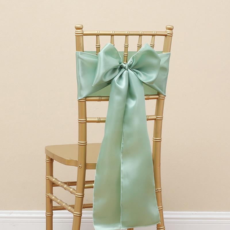 10pcs Satin Chair Streamer Universal Chair Covers 17*275cm Ribbon Bow with Bow Ties Solid Color Wedding Birthday Decoration