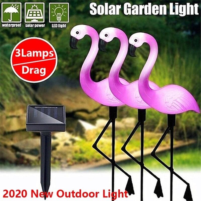3Lamps/Drag Led Solar Power Flamingo Lawn Garden Stake Landscape Outdoor