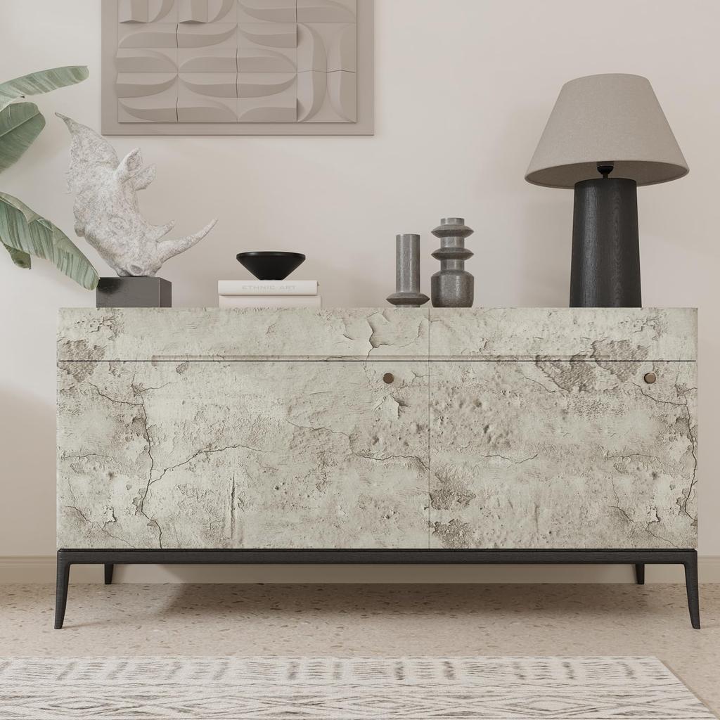 VEELIKE Remake Removable Concrete Kitchen Wall Easy DIY Interior Suitable for Sliding Kitchen and Fusuma 40x300cm Sheet, Gray, Wallpaper, Wallpaper,