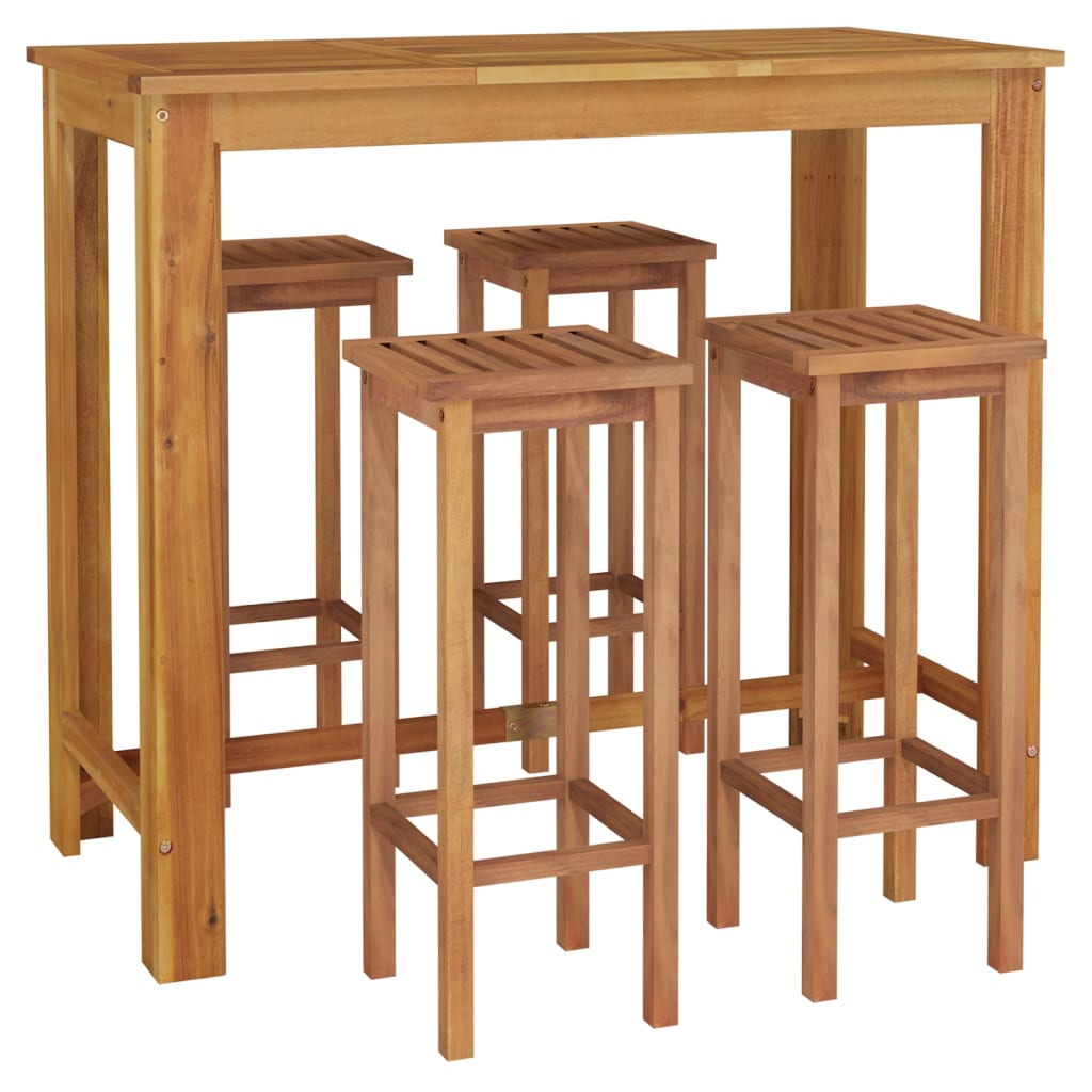 Vidaxl 5-Cz. Garden Bar Furniture Set, Solid Acacia Wood
