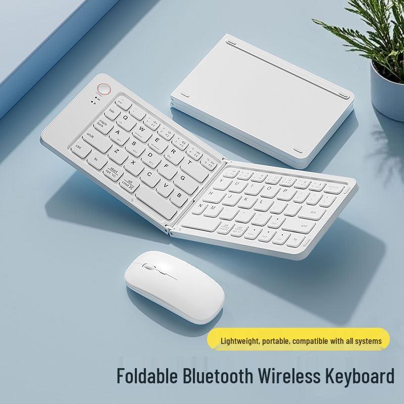 BT18 Portable Slim Double-Fold Bluetooth Keyboard for Phones, Tablets, and Office - Three-System Compatible