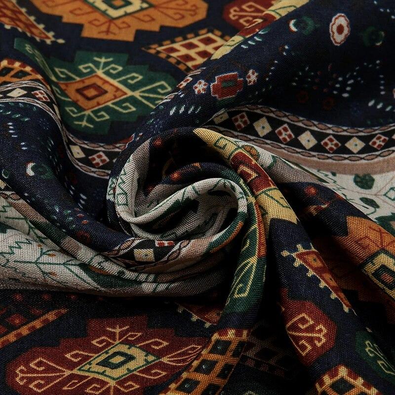 Summer Printing Geometry Tassel Scarf Women Artistic Luxury Fashion Versatile Thin Breathable Headscarf Shawls 185*80Cm