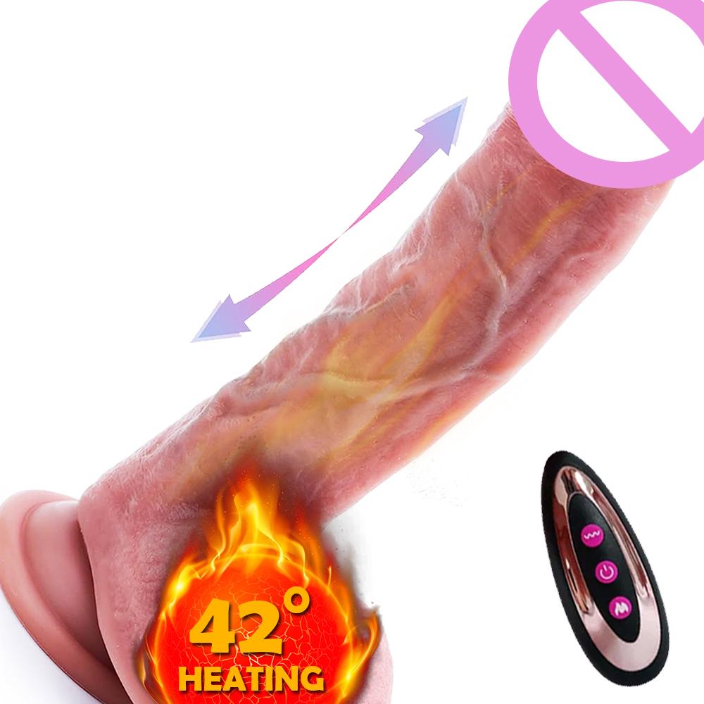 Realistische Heizung Stoßdildo G-punkt Klitoris Anal Stimulator Silikon Saugnapf Riesigen Penis Erwachsene Sex Spielzeug für Frauen Paar