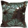 Brown Decorative Pillow with a Celadon Floral Pattern, 40 X 40 Cm, Without Insert