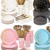 Disposable Tableware Set: Paper Plates, Cups, and Tablecloth for Parties, Picnics, and Events
