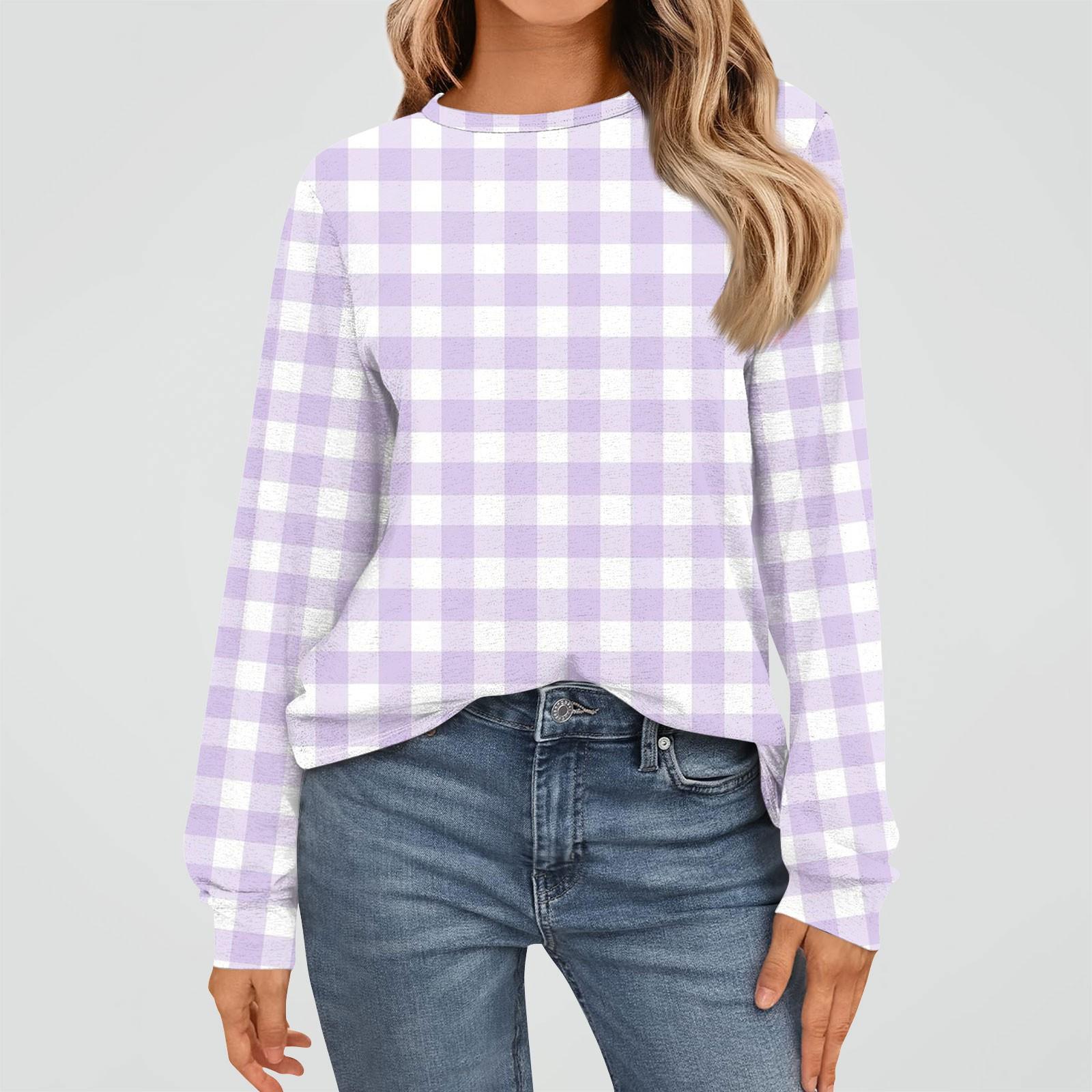 Женская мода повседневная круглая горловина длинный рукав цветочный принт базовый топ XXL — фото 5