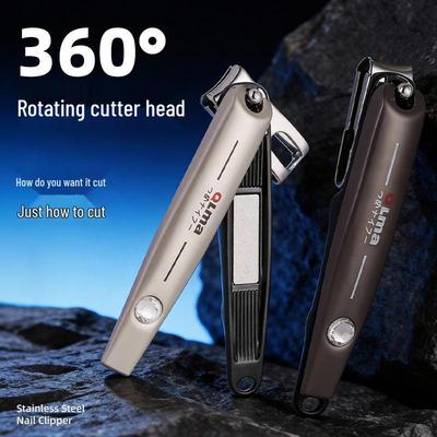 2026 Large 360° Rotating Rhinestone Nail Clippers – High-End Portable Manicure Tool