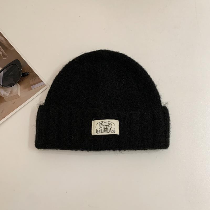Korean Style Solid Color Knitted Hat for Women New Winter Warm Big Head Circumference Student Couple Woolen Hat Showing Small Face