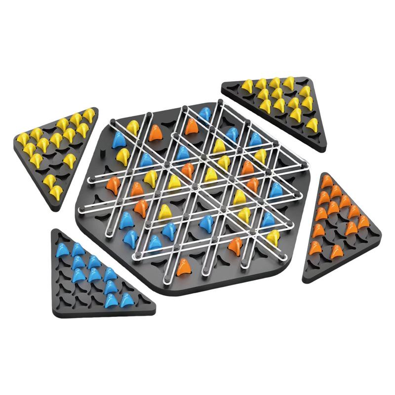 Geometry Chain Chess Puzzle Chain Triangle Chess Desktop Rubber Band Triangle Chess Strategy Board Game for Strategy Puzzle Toys