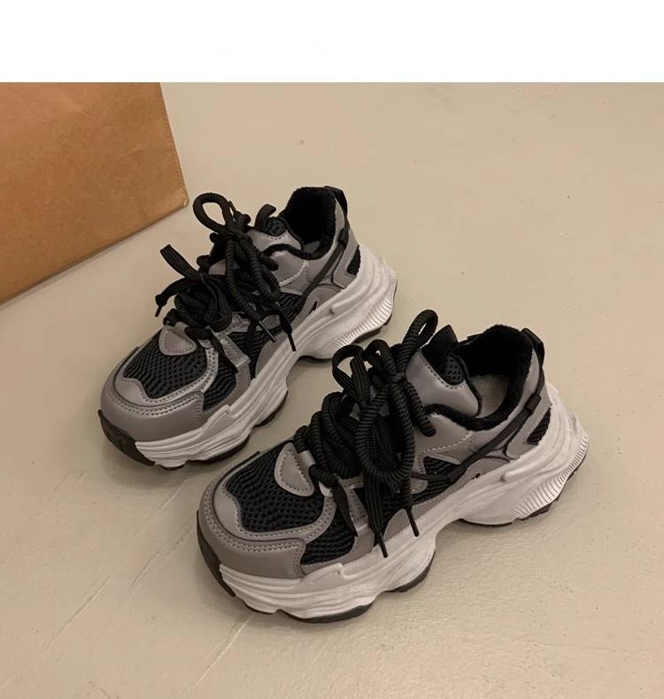 Fashion Chunky Platform Sneakers for Women Spring Fashion Thick Sole Vulcanized Shoes Woman Non Slip Mesh Breathable Casual Sports Shoes