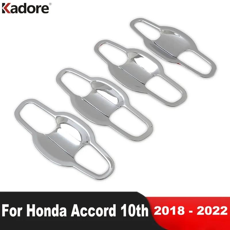 Side Door Handle Bowl Cover Trim For Honda Accord 2018 Chrome Car Door Handles Cup Frame Trims Accessories