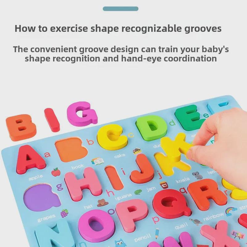 3D Holzbuchstaben- und Formerkennungs-Puzzle für die frühkindliche Bildung