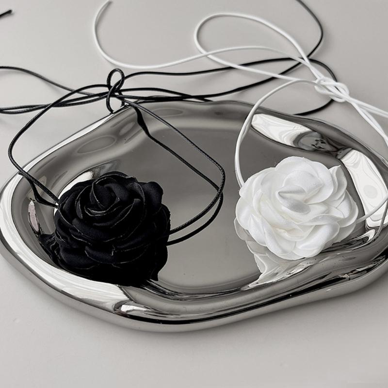 Lace Flower Necklace Vintage Romantic Ribbon Choker Chain Necklace Wedding Bohemian Lace Flower Collar Choker Jewelry