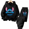 Stitch Kids' Spring & Autumn Hoodie and Pants Two-Piece Set