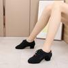 3.5cm Heel Women Soft Sole Latin Dance Shoes Suede Sole Spring Summer Black Breathable Dance Shoes