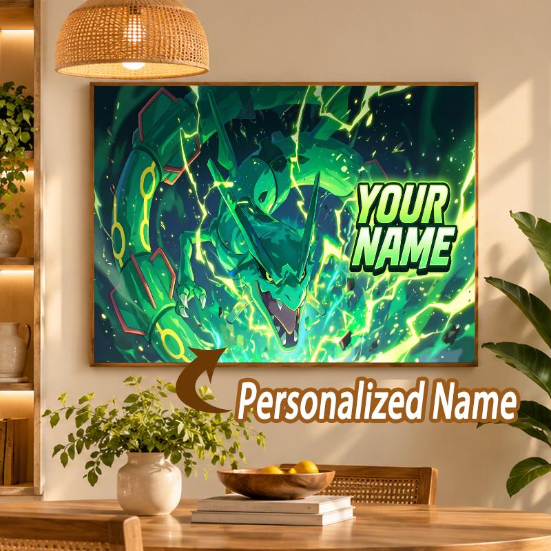 Rayquaza Custom Name Diamond Painting Personalized 5D Full Drill DIY Diamond Art Home Decor