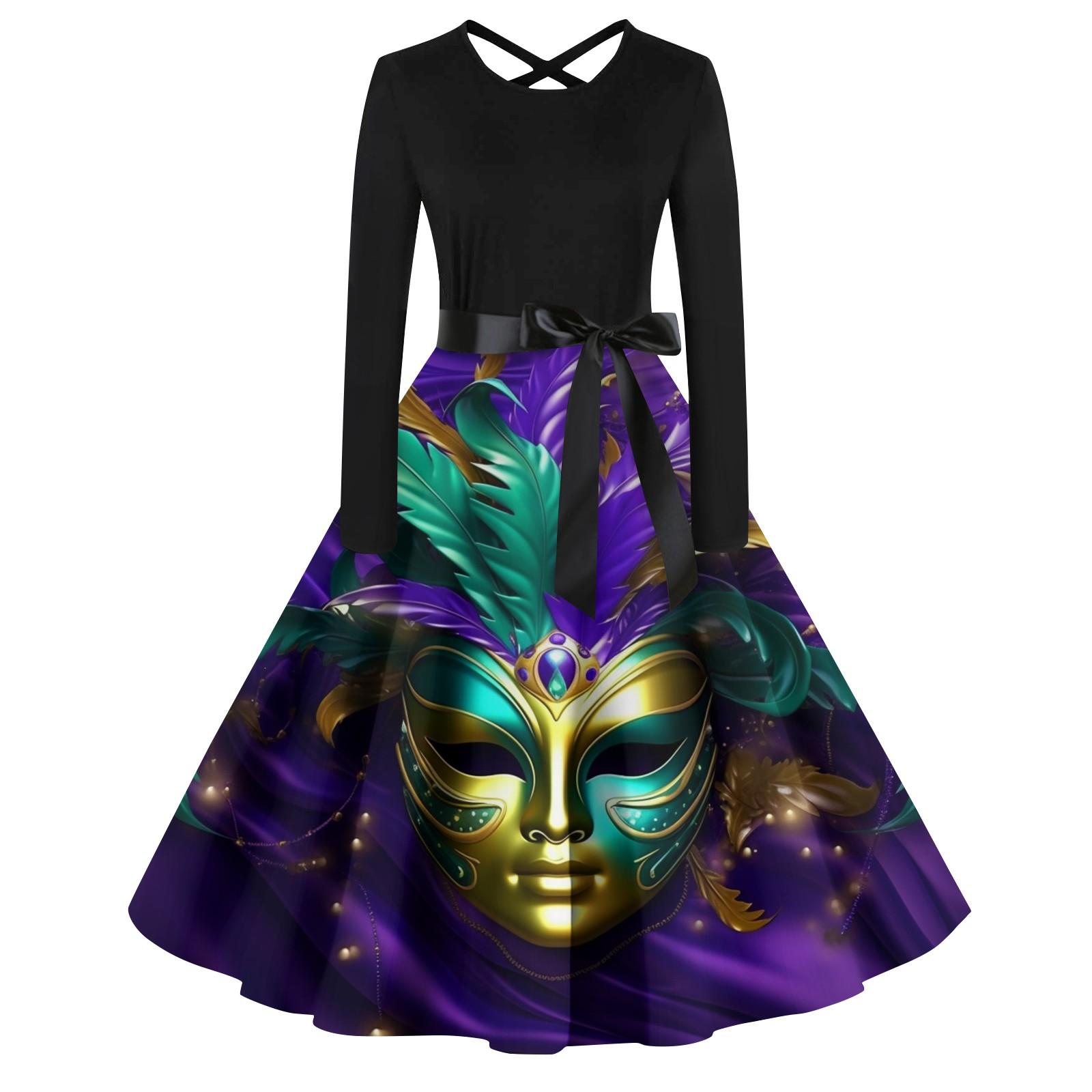 

Женский повседневный пуловер с круглым вырезом и принтом, платье с высокой талией и длинными рукавами XXXXXL фиолетовый