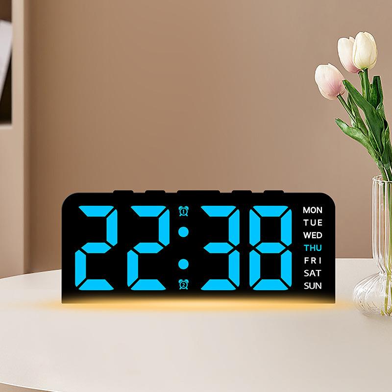 New LED Large Word Digital Clock Aura Light Date Sleeping Table Clock Multifunctional Digital Alarm Clock