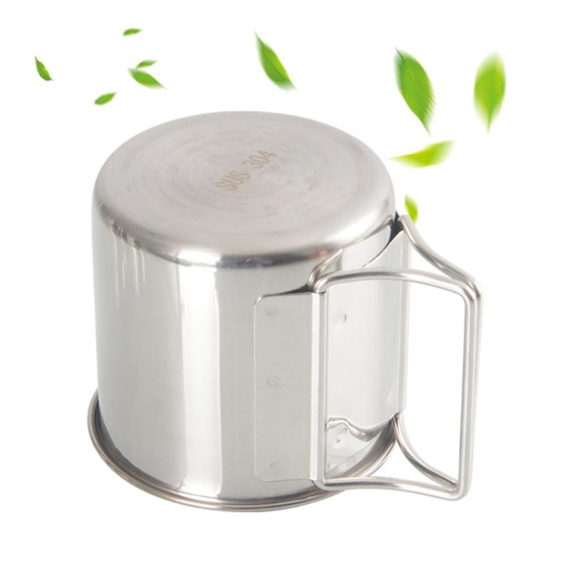 4Pcs Stainless Steel Camping Cup Coffee Wine Cup Outdoor Water Stackable Lightweight Camping Tableware Supplies