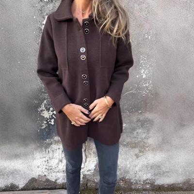 2024 Women's Autumn/Winter Casual Single-Breasted Turn-Down Collar Wool Coat