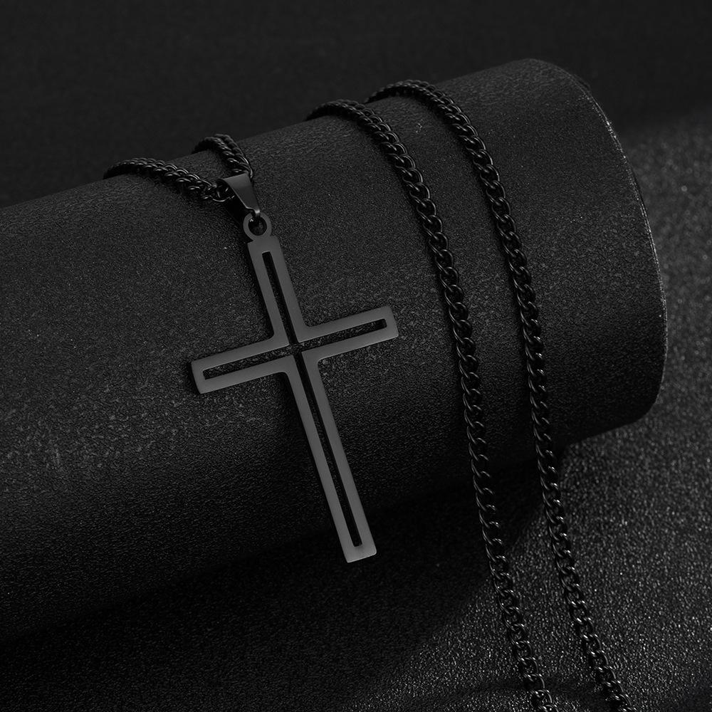 Minimalistisches Edelstahl-Kreuz-Halskette - Zeitgenössischer Stil