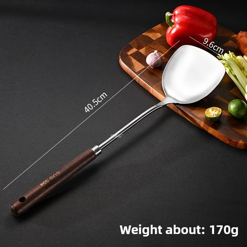 304 Stainless Steel Spatula Household Wooden Handle Utensils High Temperature Colander Shovel Kitchen Utensils Set Spoon Kitchen Utensils