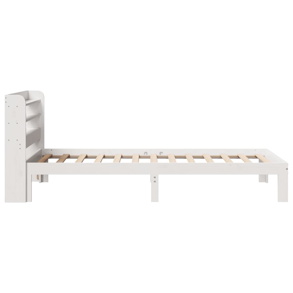 Vidaxl Bed Frame with Headboard, White, 75X190 Cm, Solid Pine Wood