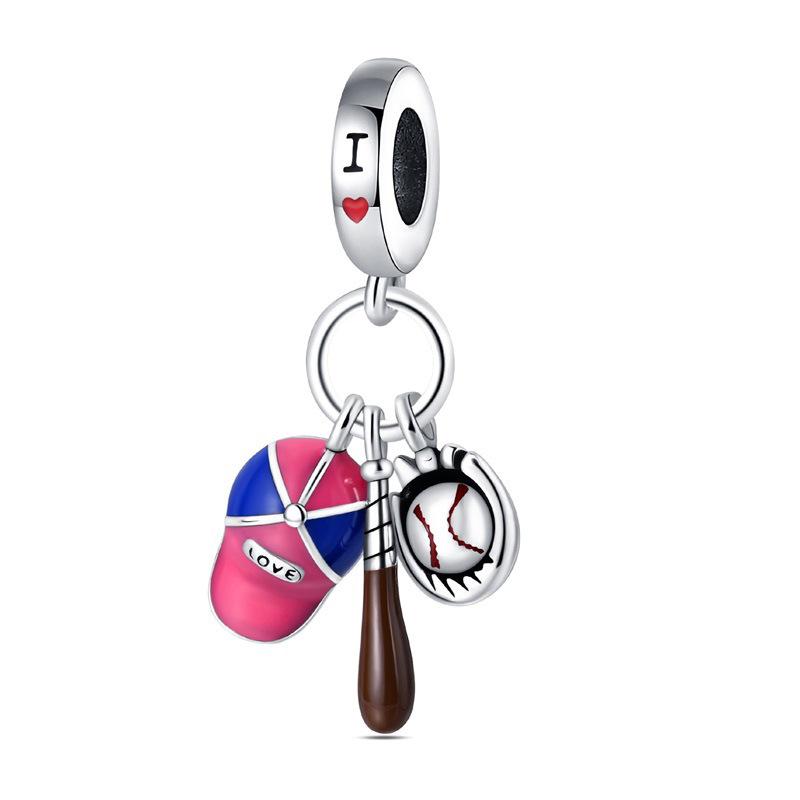 Fashion DIY Sports Bracelet Accessories With Removable Badminton Pendant And Loose Beads Jewelry Set