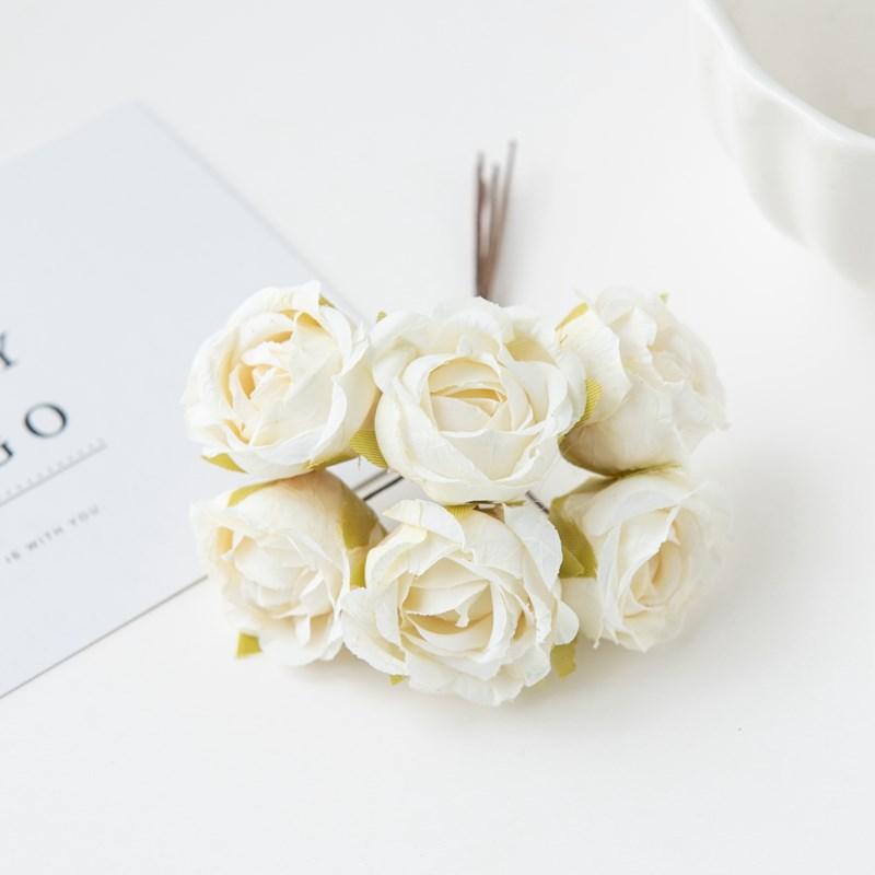 

12Pcs Artificial Flowers Silk Tea Rose Wedding Bouquet Wreath Scrapbooking for Home Valentine Decoration Diy Holiday Accessories 6 pieces