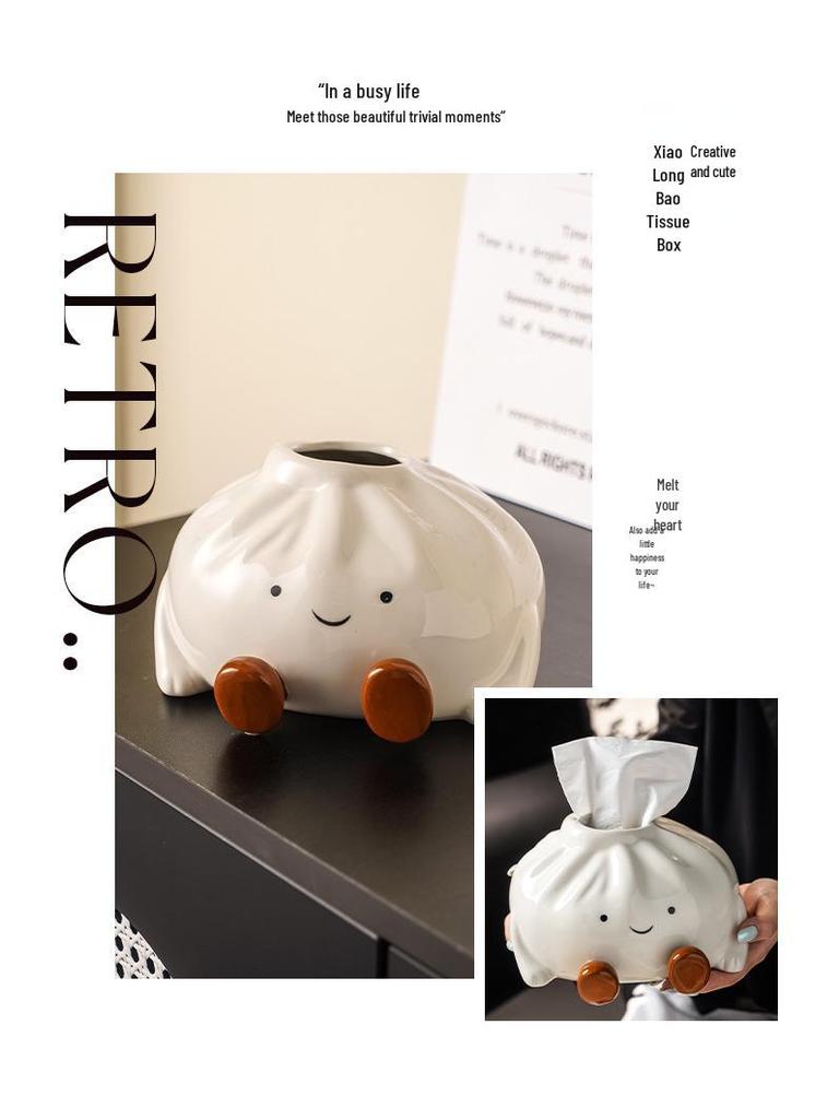 Ice Cream Style Tissue Box Ornament - Luxury High-End Living Room Paper Towel Holder for Coffee Table Decor