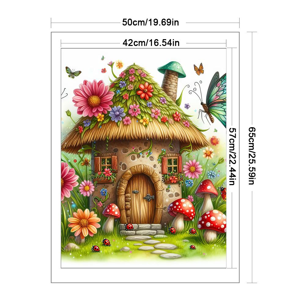 Dům s houbami Tištěná sada pro křížkovou výšivku DIY 11CT Thread Art Ruční práce Dekor