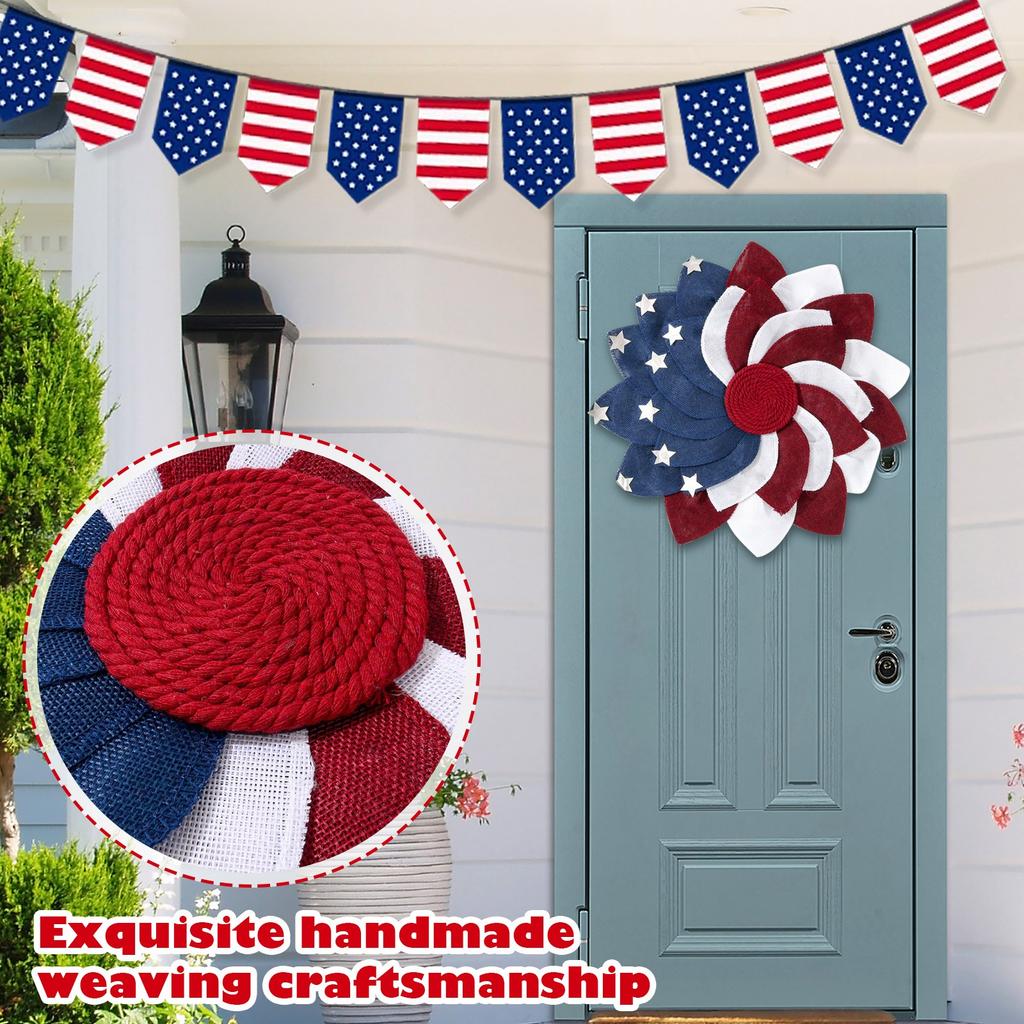Independence Day Wreath Patriot Stars And Stripes Red, And Blue Star Decoration