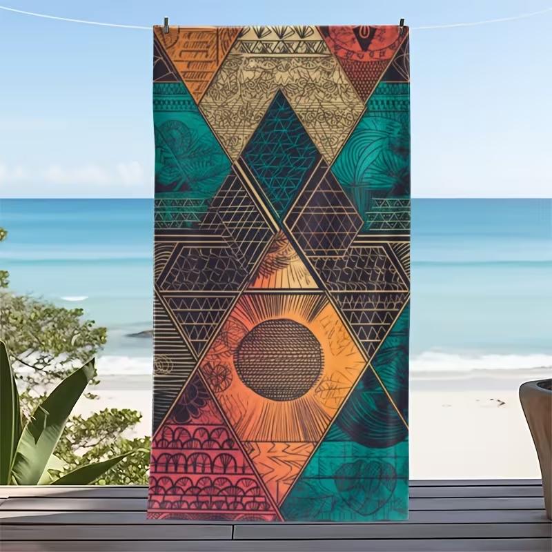 Bohemian Patchwork Blumenprint Strandtuch Buntes Tribal Geometrisches Mosaik Design Stranddecke Weiches Schnelltrocknendes Handtuch