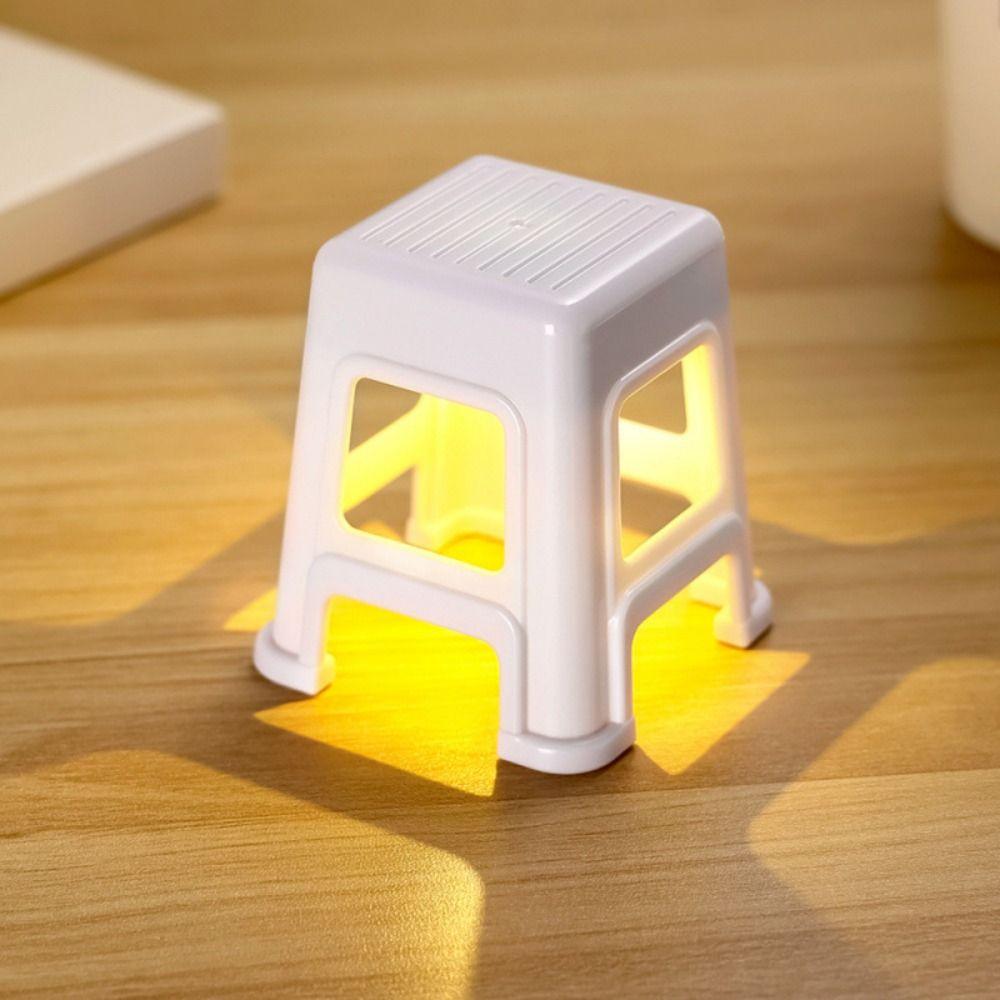 Cute Plastic Material LED Mini Stool Mini Size LED Light Night Light Stool Shape Cute Design Creative Ornament Home Decoration