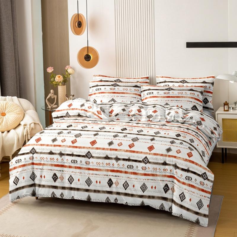 3Pcs Printing Brushed Bedding Set Duvet Cover Pillowcase Set Skin Friendly Breathable Duvet Cover Pillowcases Without Sheet 135x200cm