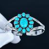 Natural Turquoise Gemstone Handmade Cuff Bangle 925 Sterling Silver Cuff Bangle, Turquoise Flower Shape Bracelet For Wife, Unisex Bangle