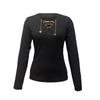 Women Long Sleeve Chain V Neck Top Slim Fit Pullover Casual Shirt with Decorative Accents for Daily Wear